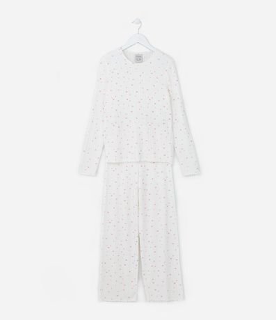 Pijama Largo Infantil Canelado con Estampa Estrellas - Talle 5 a 14 años