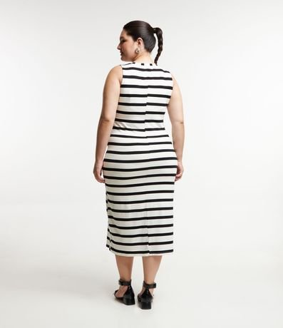 Vestido Midi en Media Malla con Estampa Rayas Curve & Plus Size 2