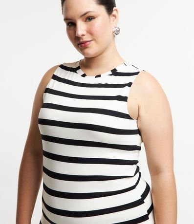 Vestido Midi en Media Malla con Estampa Rayas Curve & Plus Size 3