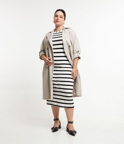 Vestido Midi en Media Malla con Estampa Rayas Curve & Plus Size 4