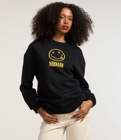 Buzo en Algodón con Forro Fleece y Estampa Frente y Espalda Nirvana 2