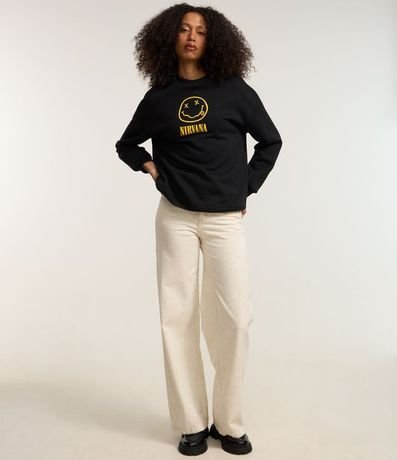 Buzo en Algodón con Forro Fleece y Estampa Frente y Espalda Nirvana 3