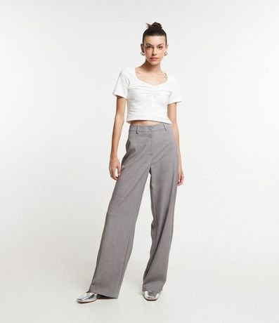 Pantalón Recto Sastrería con Trabillas en la Cintura