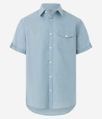 Camisa Comfort en Lino con Bolsillo y Dobra en la Manga 5