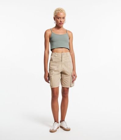 Blusa Musculosa Cropped en Algodón con Breteles Finos 2