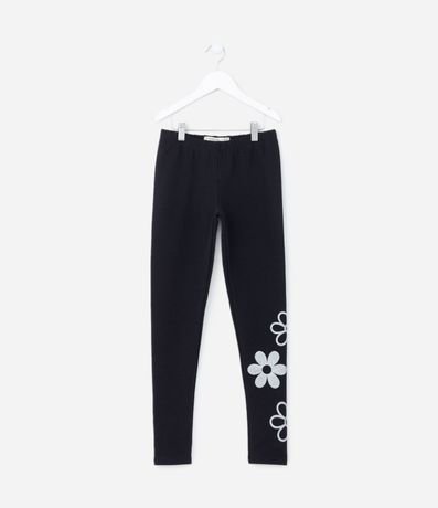 Pantalón Legging Infantil en Algodón Calentito con Estampa de Flores - Talle 5 a 14 años 1