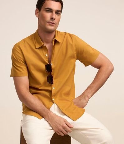 Camisa Comfort Básica en Lino con Manga Corta 5