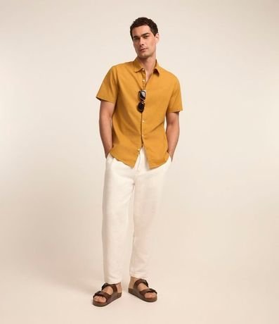 Camisa Comfort Básica en Lino con Manga Corta 2