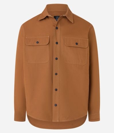 Camisa en Sarga con Botones y Bolsillos 14