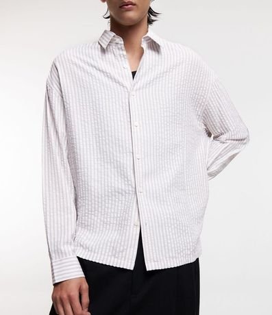 Camisa en Anarruga con Manga Larga y Estampa Rayada 5
