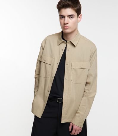 Camisa Overshirt con Bolsillos Solapa en el Pecho y Abotonado 6