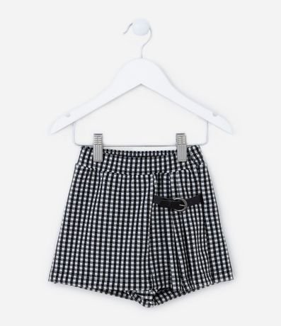 Short Pollera Infantil Texturizada con Estampa de Cuadros Vichy - Talle 1 a 5 años