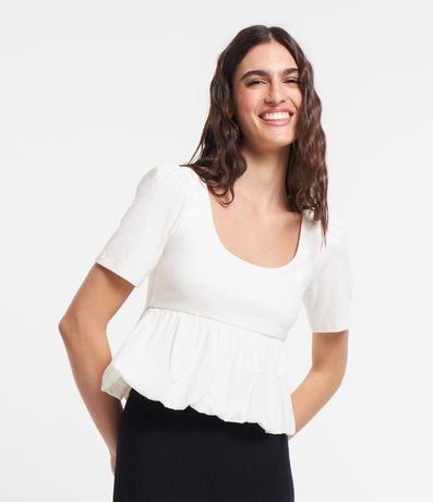 Blusa Balonê en Media Malla con Pliegues 1