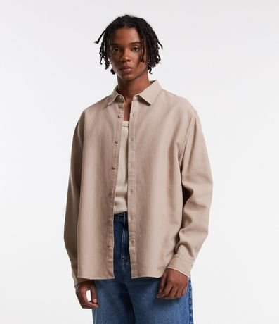 Camisa Overshirt en Tricolina Texturizada y con Botones