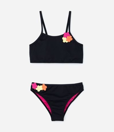 Bikini Infantil con Flores Aplicadas - Talle 5 a 14 años