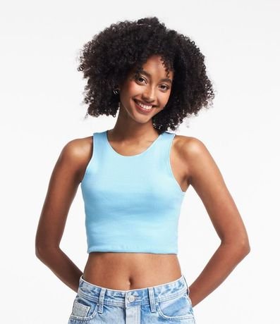Blusa Cropped sin Mangas en Algodón Acanalado 1
