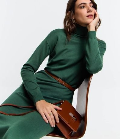 Vestido Midi de Punto con Cuello Alto 2