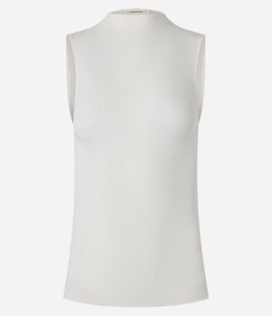 Blusa en Viscosa con Cuello Alto y Textura Acanalada 5