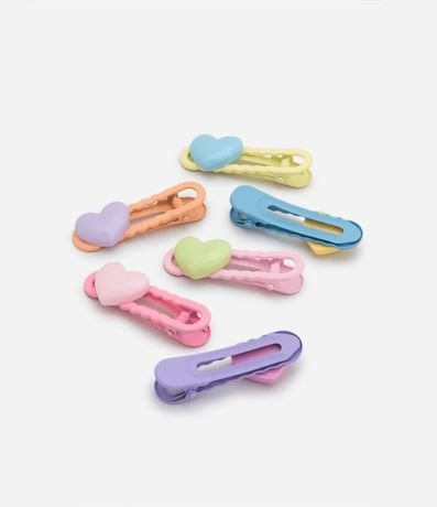 Kit 06 Pinzas para el Pelo Infantil con Corazón - Talle U 3