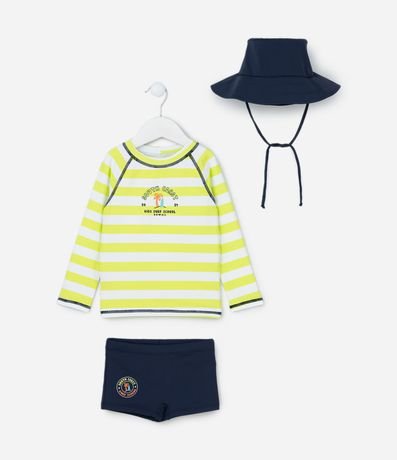 Conjunto de Playa Infantil con Protección UV y Sombrero - Talle 6 meses a 4 años