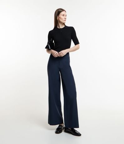 Pantalón Wide Leg Sastrería con Bolsillo Incorporado