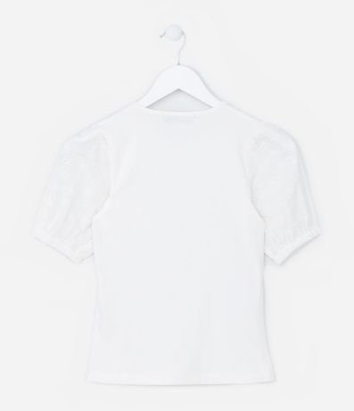 Blusa Infantil con Manga Abullonada en Broderie - Talle 5 a 14 años 2