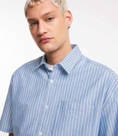 Camisa Oversized Boxy en Oxford con Rayas y Hilo Teñido 3