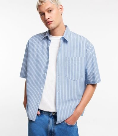 Camisa Oversized Boxy en Oxford con Rayas y Hilo Teñido 5