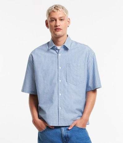 Camisa Oversized Boxy en Oxford con Rayas y Hilo Teñido 6