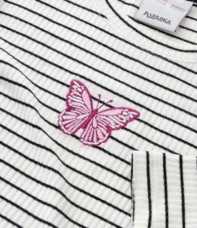 Blusa Infantil Acanalada con Bordado Mariposa - Talle 5 A 14 años 5