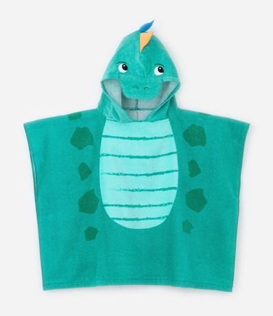 Poncho Infantil Toalla con Capucha y Estampa Dino - Talle U