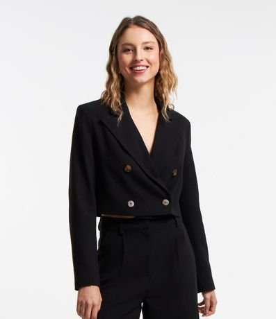 Blazer Cropped Sastrería con Botones Matizados 1