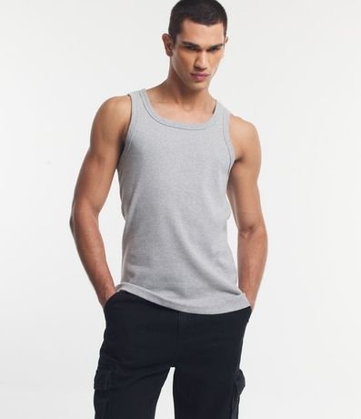 Musculosa Regular en Media Malla con Fondo Melange