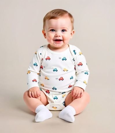 Body Largo Infantil con Estampado de Carriños - Talle RN a 24 meses
