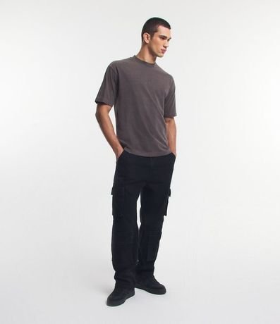 Remera Boxy en Algodón Desteñido con Cuello Alto 2