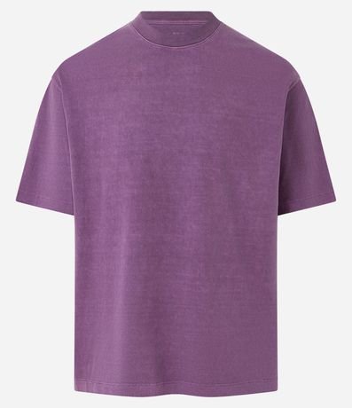 Remera Boxy en Media Malla Desteñida con Cuello Alto 5