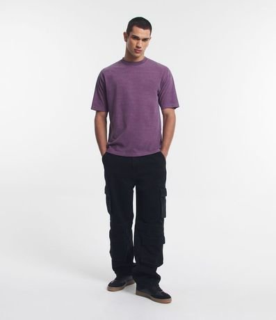 Remera Boxy en Media Malla Desteñida con Cuello Alto 2