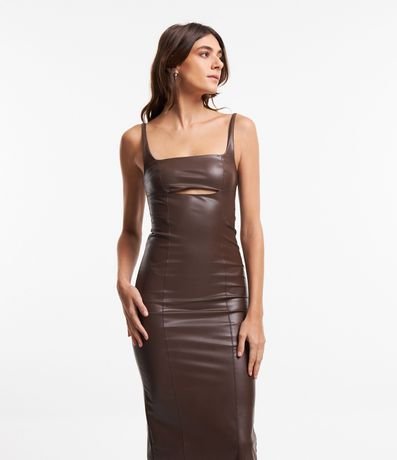 Vestido New Midi en PU con Recorte Cutout y Breteles Finos 2