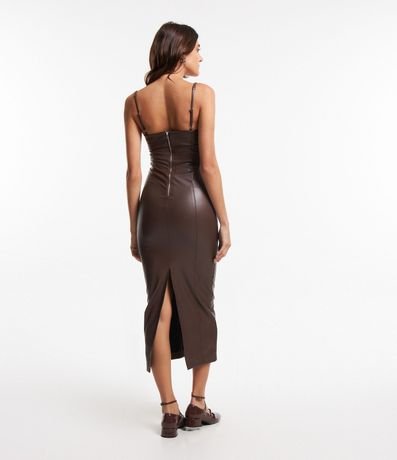 Vestido New Midi en PU con Recorte Cutout y Breteles Finos 3