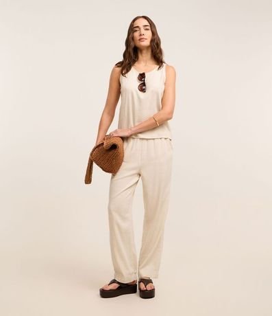 Blusa Musculosa en Sarga con Efecto Lino 2