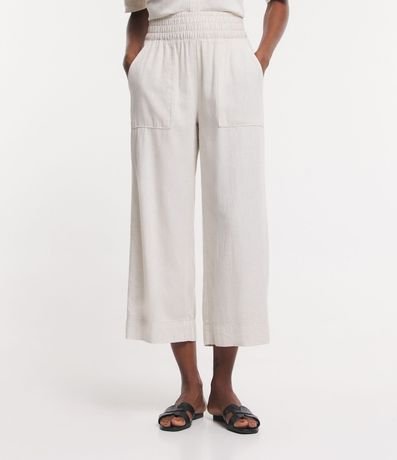 Pantalón Pantacourt en Sarga con Efecto Lino 2