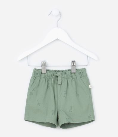 Bermuda Infantil en Sarga con Estampa de Mini Girafas - Talle 0 a 18 meses