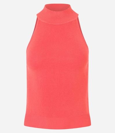 Blusa Básica en Viscosa Acanalada con Cuello Halter 5