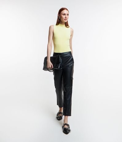 Blusa Musculosa Básica de Punto con Cuello Alto 3