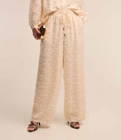 Pantalón Recto en Chiffon con Lazo en la Cintura y Texturas 2