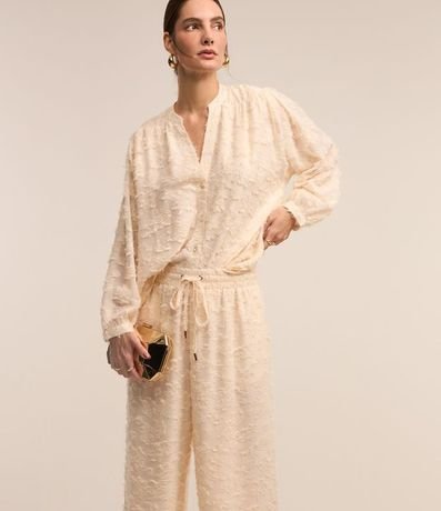 Pantalón Recto en Chiffon con Lazo en la Cintura y Texturas 4