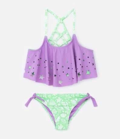 Bikini Cropped Infantil con Recortes y Protección UV - Talle 5 a 14 años