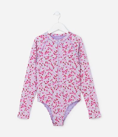 Malla Infantil con Protección UV y Estampa Floral - Talle 5 a 14 años