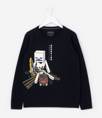 Remera Infantil con Estampa Minecraft que Brilla en la Oscuridad - Talle 5 a 14 años
