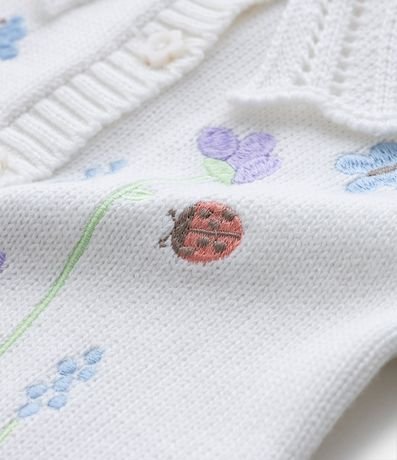 Cardigan Infantil de Punto con Volado de Flores y Mariquita - Talle 3 a 18 meses 5